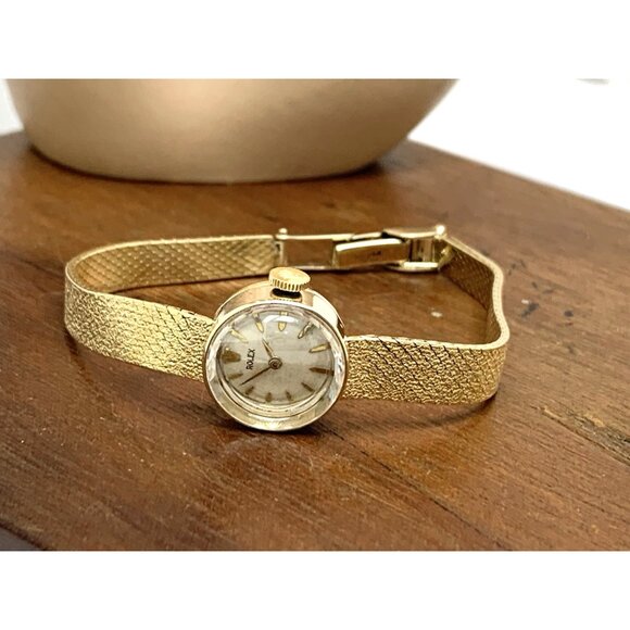 Rolex Women's Watch Vintage Cocktail 14k Yellow Gold 282 Manual Wind Petite 15mm - Picture 7 of 14